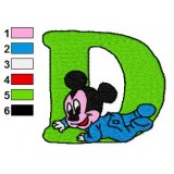 D Mickey Mouse Disney Baby Alphabet Embroidery Design
